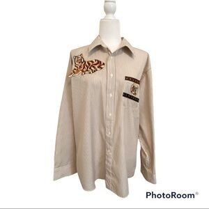 Vintage Infinity Fashion shirt Tiger Appliqué on front, breast pocket & on back
